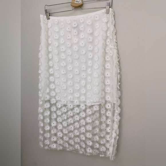By Anthropologie 3D Texture Sheer Slip Midi Skirt size L white color - Picture 7 of 7